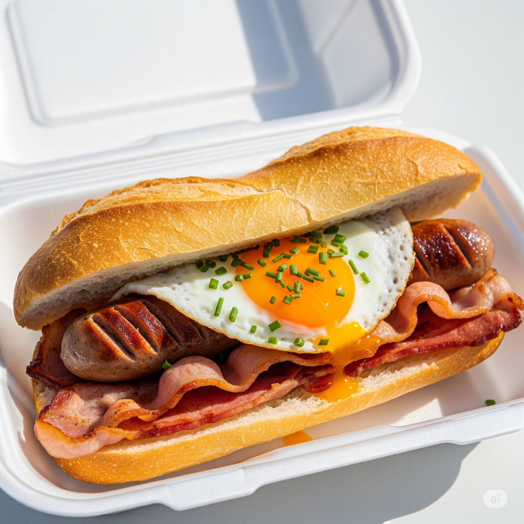 BACON, SAUSAGE & EGG BAGUETTE